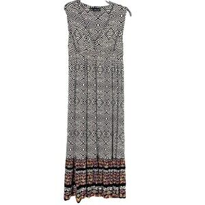 Mlle Gabrielle Maxi Sleeveless Dress Geometric Pattern Tie Waist